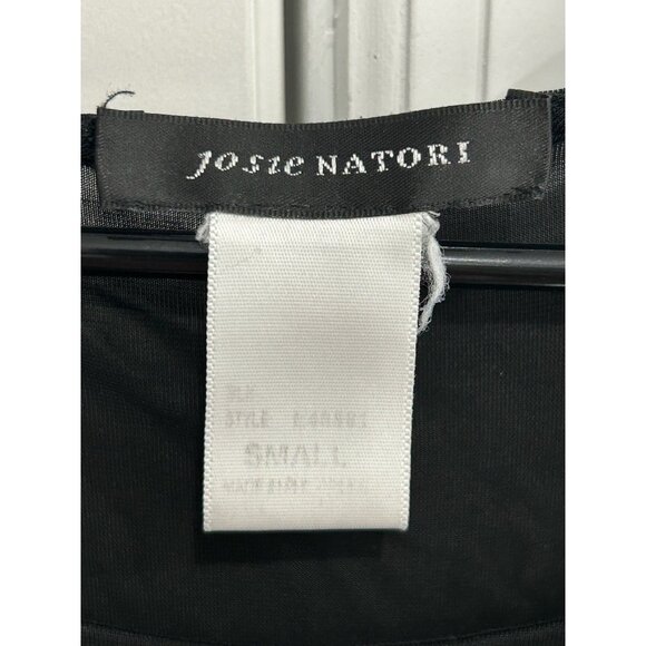 Josie Natori Womens Black Sheer Long Sleeve Top Size Small Stylish Whimsigoth - Picture 5 of 8